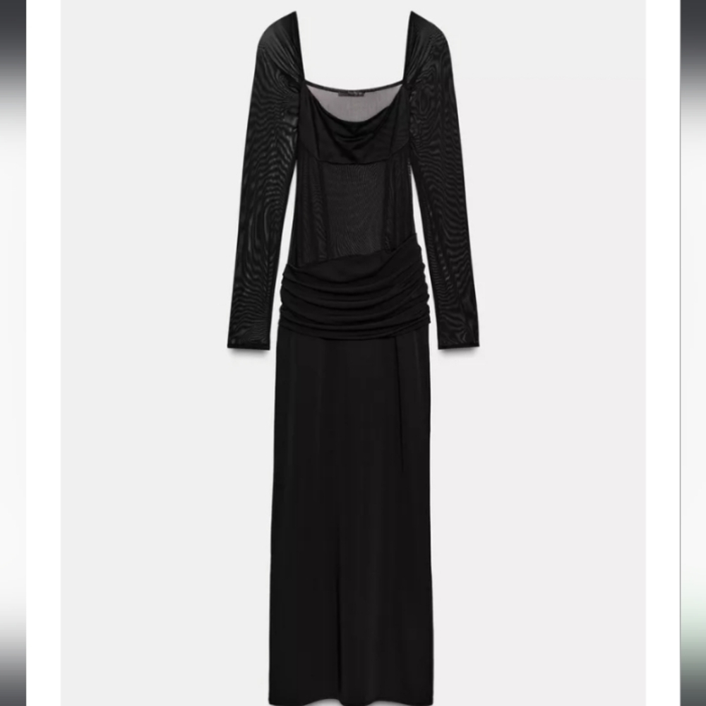 Zara Long Combination Sheer Dress - Picture 4 of 4